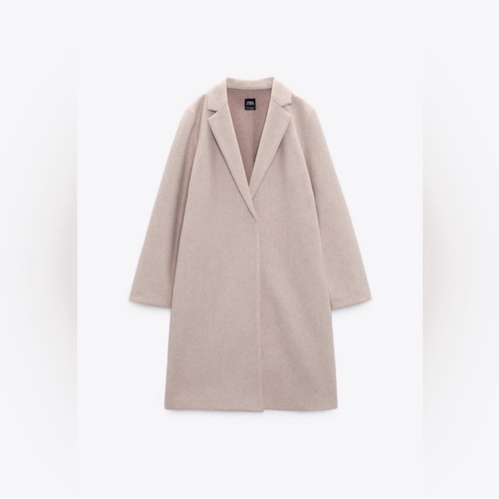 Zara Lapel Collar Felt Texture Coat, size medium